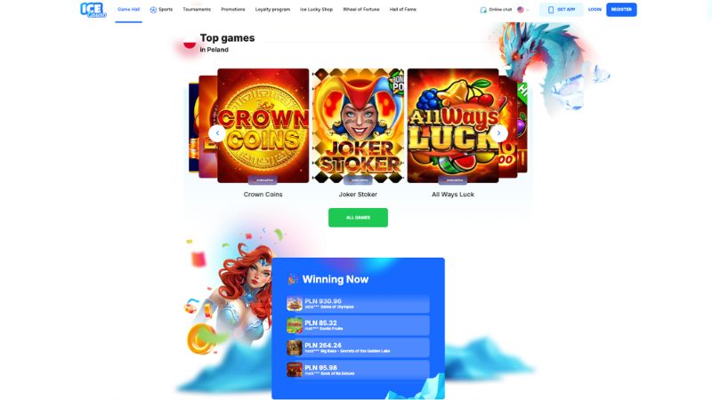 IceCasino interfejs gracza